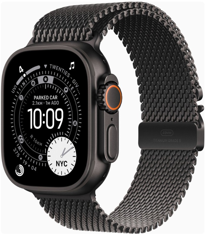 Apple Watch Ultra 3 GPS + Cellular 49mm Black Tit. Case w. Black Tit. Milanese Loop - Large (MF1T4)