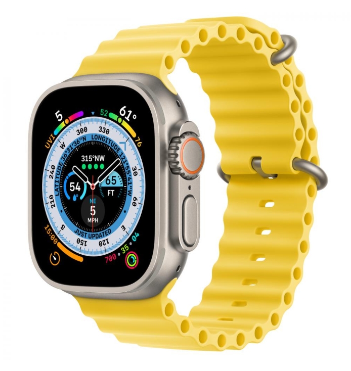 Apple Watch Ultra GPS + Cellular 49mm Titanium Case with Yellow Ocean Band (MNH93/MNHG3)