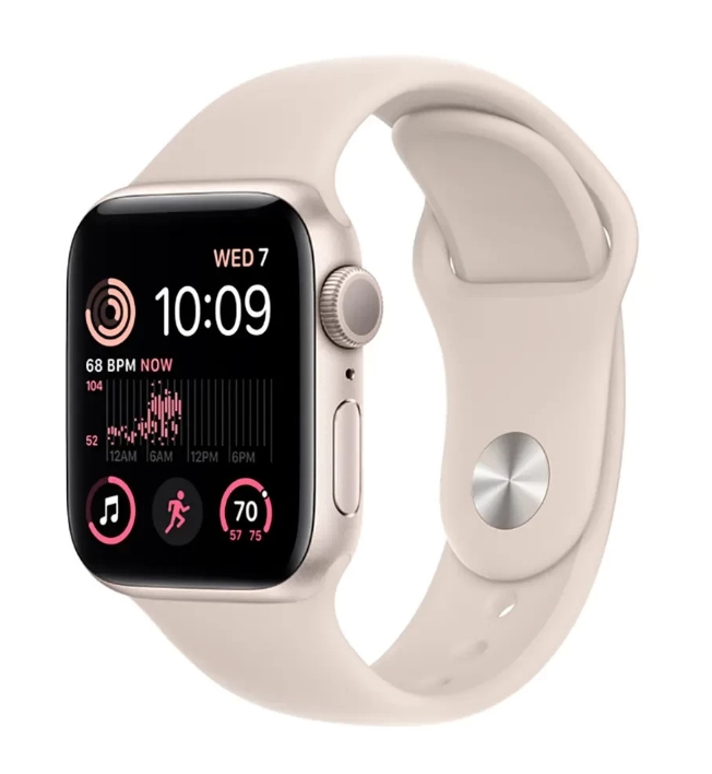 Apple Watch SE 2 GPS 44mm Starlight Aluminum Case with Starlight Sport Band (MNJX3)