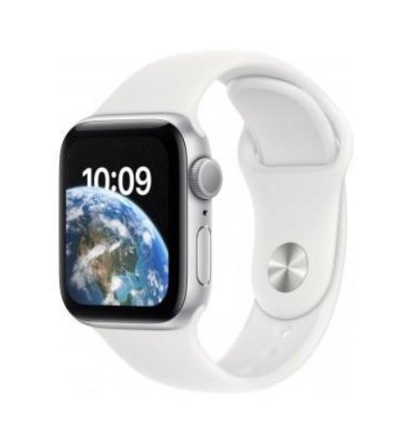 Apple Watch SE 2 GPS 44mm Silver Aluminum Case with White Sport Band (MNK23)