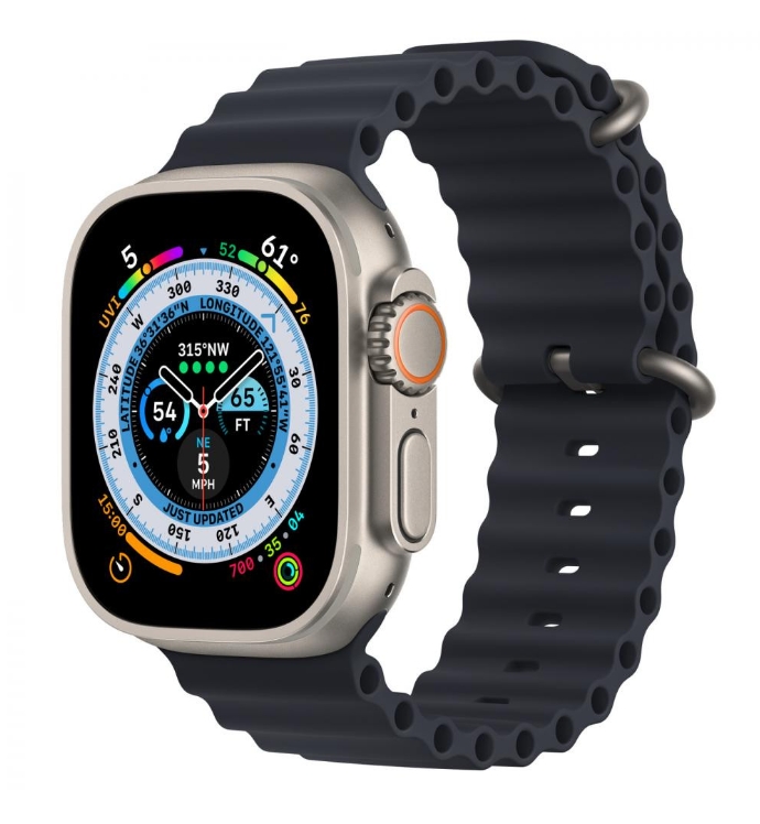 Apple Watch Ultra GPS + Cellular 49mm Titanium Case with Midnight Ocean Band (MQET3/MQFK3)