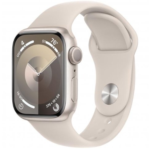 Apple Watch Series 9 GPS 41mm Starlight Aluminum Case w. Starlight Sport Band - S/M (MR8T3)