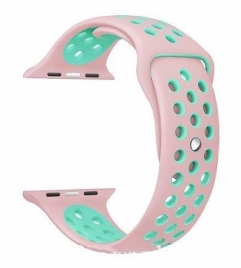 Ремешок-браслет для Apple Watch 38mm Silicone Nike Sport Band (Rose-Sea Blue)