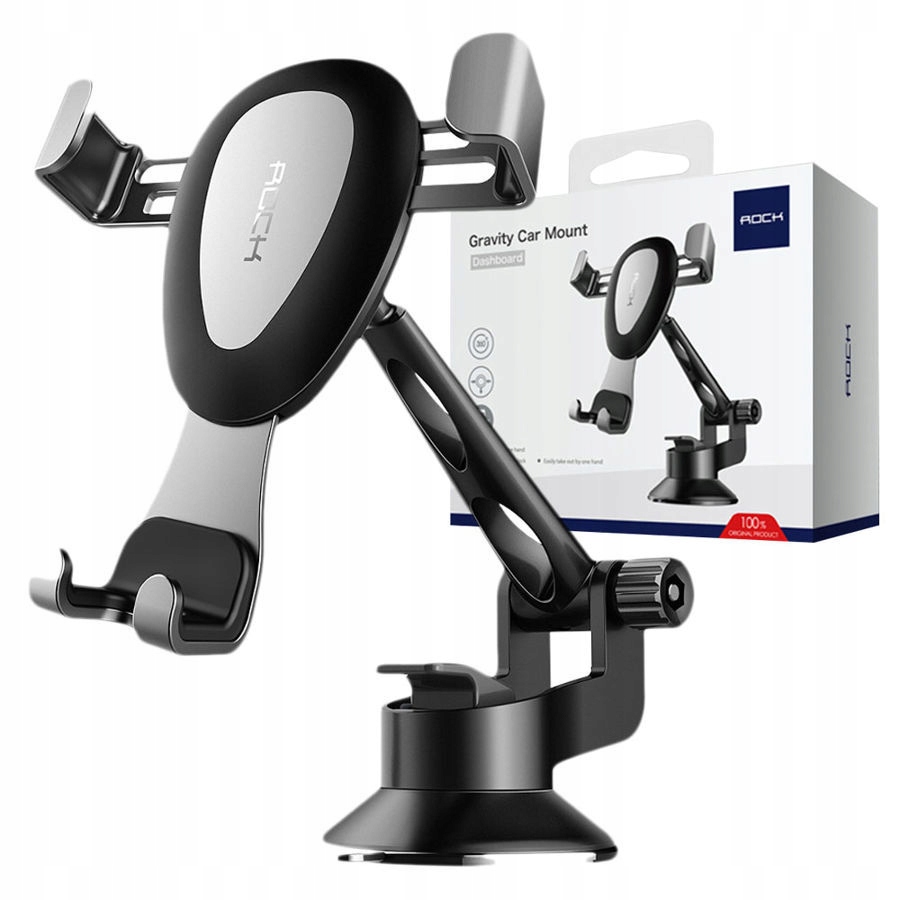 Авто-тримач з бездротовою зарядкою Rock Gravity присоска (black)