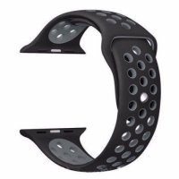 Ремешок-браслет для Apple Watch 42mm Silicone Nike Sport Band (Black-Grey)