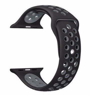 Ремешок-браслет для Apple Watch 42mm Silicone Nike Sport Band (Black-Grey)