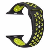 Ремешок-браслет для Apple Watch 42mm Silicone Nike Sport Band (Black-Green)
