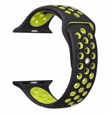 Ремешок-браслет для Apple Watch 42mm Silicone Nike Sport Band (Black-Green)