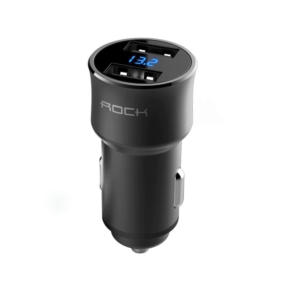 Автомобильное зарядное устройство Rock H2 with Digital Display (black)