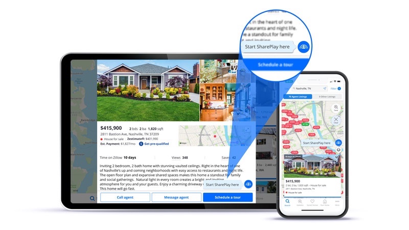 Zillow добавляет функцию FaceTime SharePlay для коллективного просмотра домов