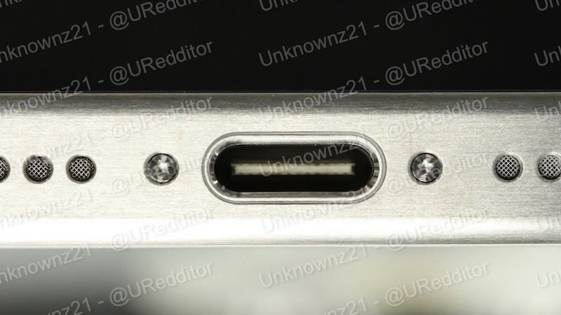 Просочившееся изображение показывает iPhone 15 Pro с портом USB-C и титановым дизайном