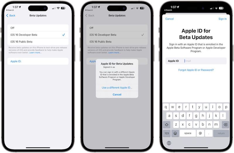 iOS 16.4 позволит вам указать Apple ID для доступа к бета-версии